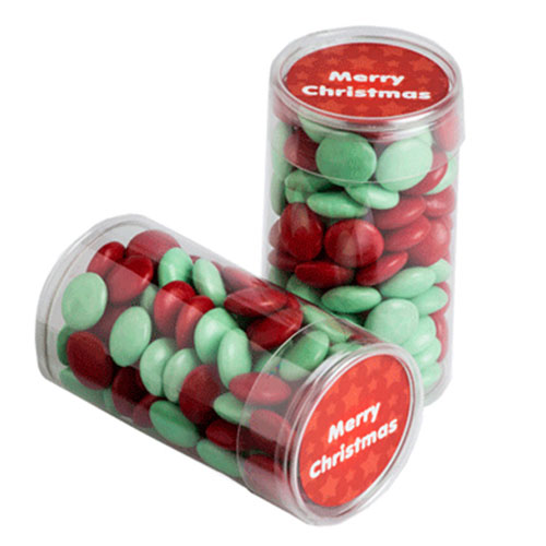 PET Tube with CHRISTMAS Choc Beans 100g