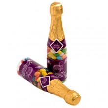 CHAMPAGNE BOTTLE FILLED WITH MINI JELLY BEANS 220G X 1 STICKER (Mixed Colours or Corporate Colours)