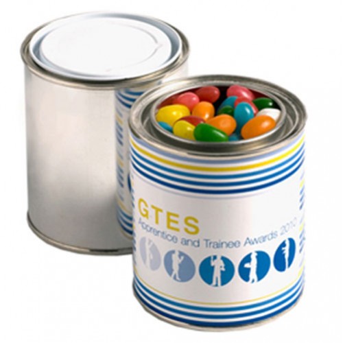 PAINT TIN FILLED WITH MINI JELLY BEANS 225G (Mixed Colours or Corporate Colours)