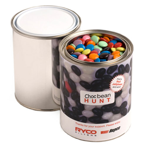 PAINT TIN WITH CHOC BEANS 1KG (Mixed Colours)