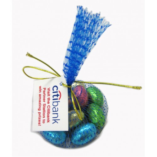 Mesh Bag with Tag with Easter Eggs
